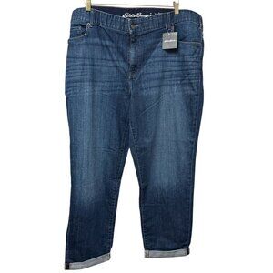EDDIE BAUER Womens Jeans Plus Size 24W Boyfriend Slim Ankle Blue Denim NWT